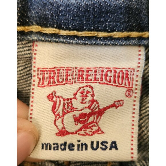 True Religion World Tour Billy Jeans Medium Wash Straight Size 34 Flap Pocket - Picture 8 of 14